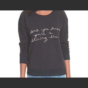 JOIE W/TAGS: Navy Crew-Neck Sweatshirt w/Light Pink Hand-Stitching Message (xxs)